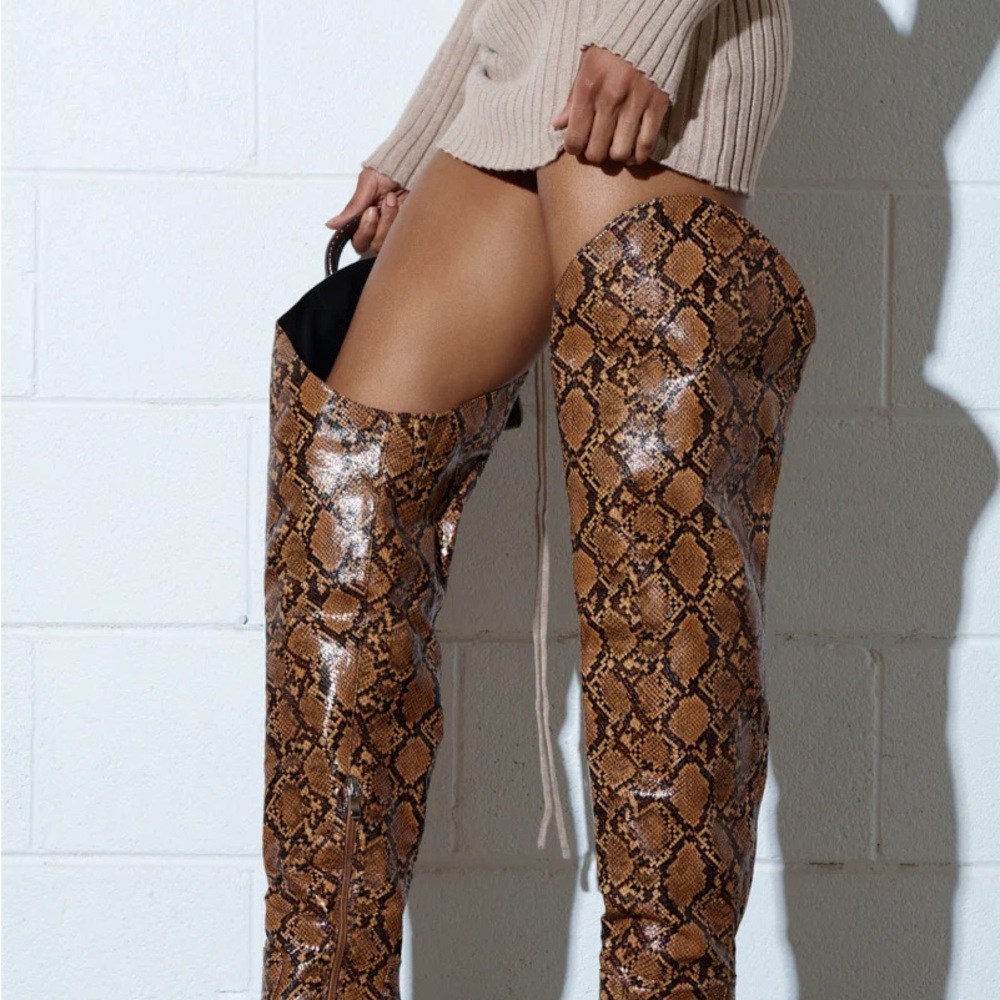 Snakeskin Over-the-Knee Boots